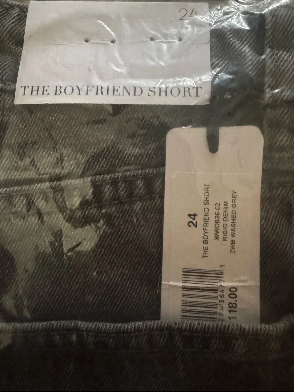 NWT WeWoreWhat Washed Grey Boyfriend Jean Shorts, Size 24 - Picture 7 of 8